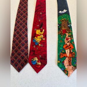 Disney Mickey & Winnie the Pooh Men’s Silk Ties. Lot of 3. Formal. Office